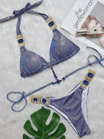 Halter Crystal Rhinestone Diamond Bikini 2026 Female Swimsuit Women Swimwear Two Pieces Bikini set Brazilian Bathing Suit Swim