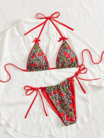 Sexy Red Leopard Print Bikini Set Women Tie Strap Push Up Bra Bandage Triangle Swimsuit Beach Bathing Suit Holiday Swimwear 2026