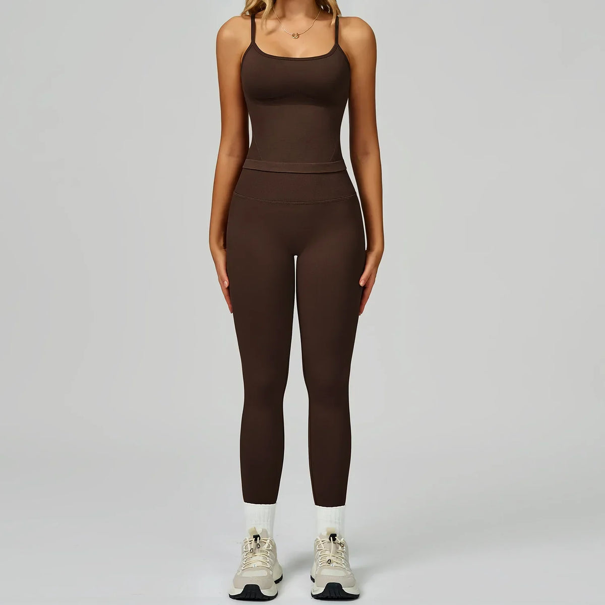 2 Pieces Women's Seamless Yoga Set Fitness Running Sports Set Slim Fit High Waist Beautiful Back Tracksuit