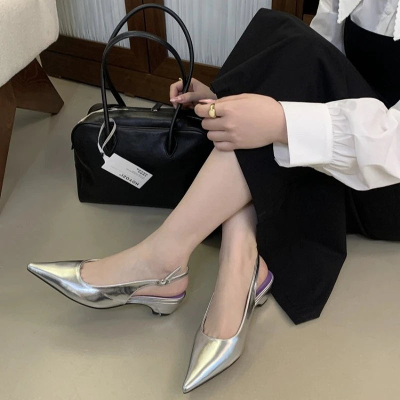 Women'spointed toe slingback slip-on flats sandals soft comfortable casual female summer daily footwear shoes