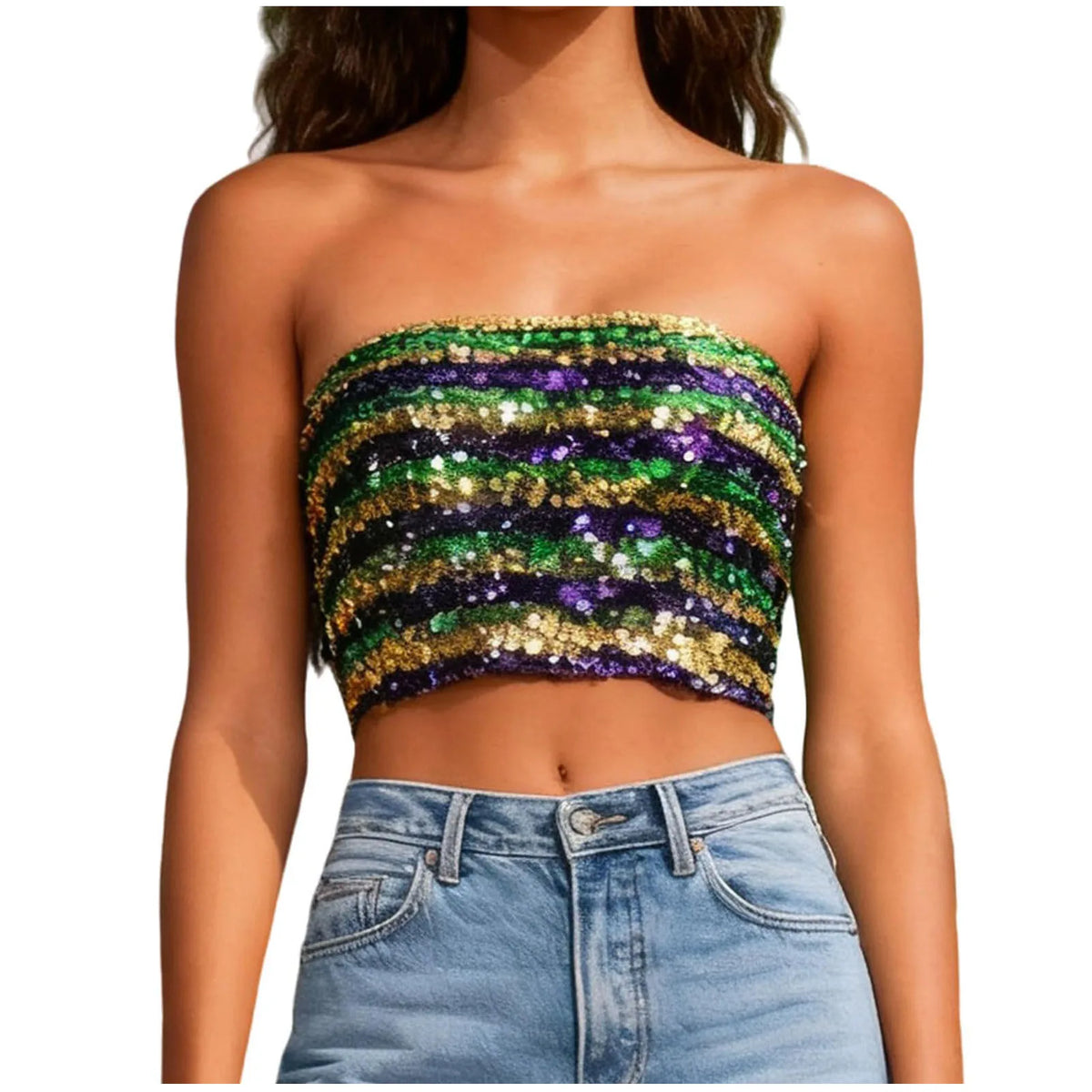Y2k Tops Women Carnival Sexy Sequin Strapless Sleeveless Vest Party Performance Bandeau Vests Seductive Womens Top Popular