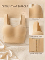 Women's Wirefree Seamless Bra, Back Closure U-Back Support Bra, No Steel Ring Comfortable Everyday Bra, Nude Invisible Underwear