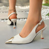 BIGTREE Designer Metal Pointed Pumps Women Sexy Fashion Thin Heels Wedding Banquet Dress Hollowed Out Back Strap Ladies Shoes