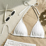 Beige Mesh Cover Ups Swimwear Halter String Triangle Bikinis Sets 3 Pieces Micro Thong Sexy Swimsuit Women 2026 Bathing Suit
