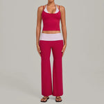 Women's Sleeveless Yoga Set Sports Workout High Waist Butt-Lifting Flared Pants Suits Beautiful Back Slim-Fit Running Vest Sets