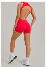 Women's Seamless Yoga Jumpsuits Sports Running Fitness Backless Sleeveless Hip-lifting One-piece Workout Gym Shorts Bodysuits