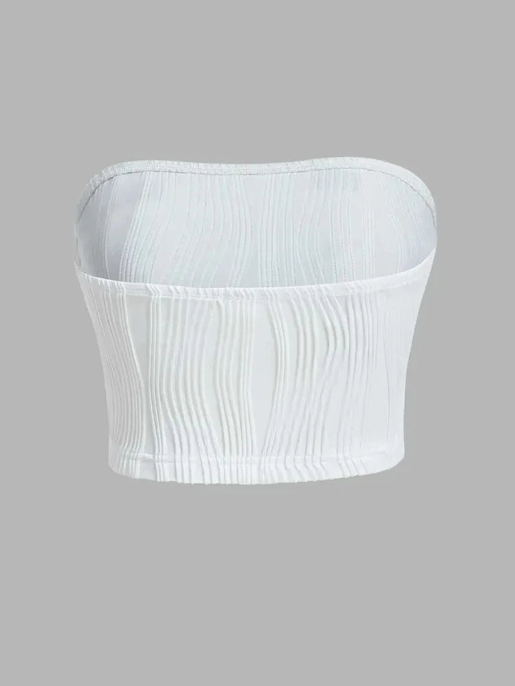 Sexy Off The Shoulder Tube Top Women Summer 2024 Solid Rib Knit Strapless Sleeveless Backless Crop Top Streetwear Y2K
