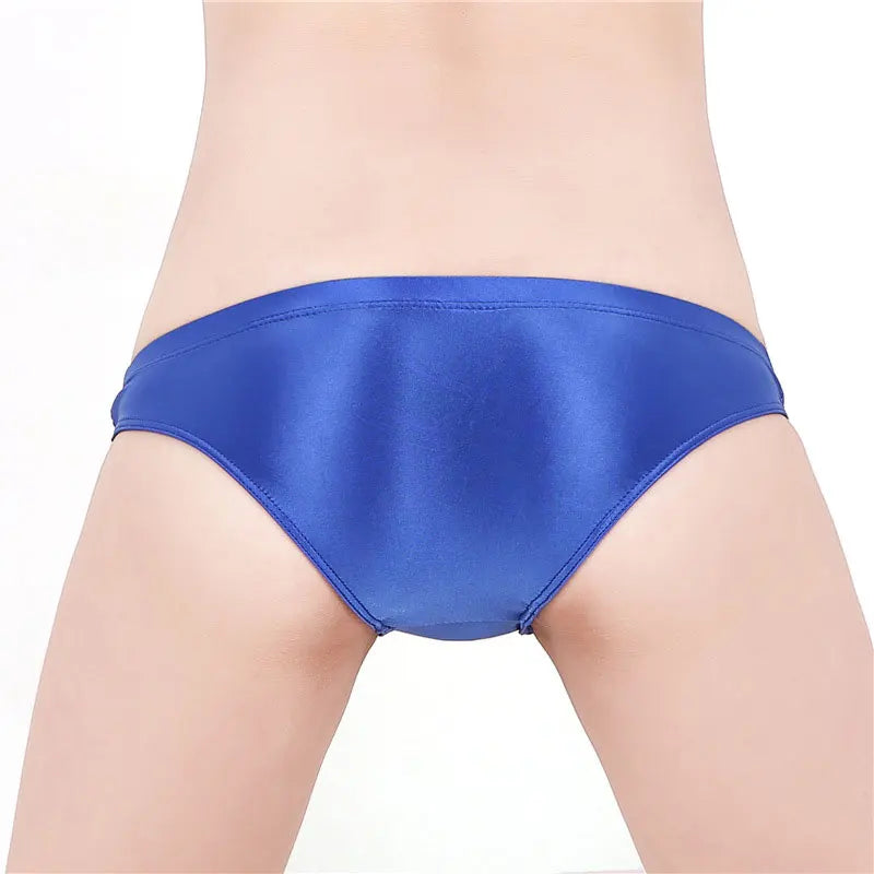 See Through Low Waist Briefs Silky Shiny Satin Panties Sexy Underwear Erotic Lingerie Women's Ultra-Thin Oily Glossy Underpants