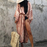 New 10 Colors Printed Long Sleeve With Belt Tunic Beach Cover Up Cover-ups Beach Dress Beach Wear Beachwear Female Women V4521