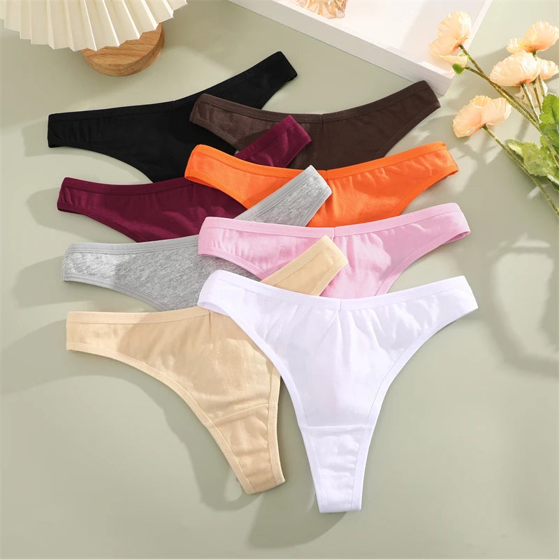 4PCS Women Seamless Thong Cotton Thin Strap Low Waist High Flexibility Panties Sexy Underwear Ladies Briefs T-back Soft Women