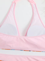 2026 Summer Women's Print Patchwork Swimsuit Sexy Deep V Neck Back Lace-up Swimwear High Waist Shorts Tankini Bathing Suit Beach