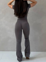 Sports Flared Leggings Seamless Women Yoga Pants Scrunch Butt Lift Tummy Control Fitness Gym Workout Leggings