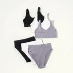 Women Seamless Bra Set Sexy Lingerie Wire Free Push Up Brassiere Bralette Unlined Female Crop Top High Rise Briefs Underwear Set