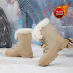 Winter Snow BootsWomen Waterproof Non-Slip Warm Northeast-Style Large Cotton Shoes, Ski , Fleece-Lined,High-Top Cotton Boots