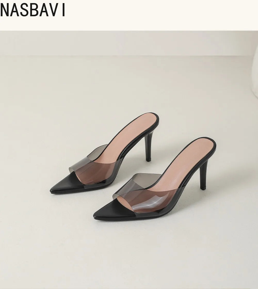 Ladies High-heeledBeach Slippers Shoes Fashion Pointed Sexy Candy Color Patent Leather Open Toes Sandals Big Size 35-43 New