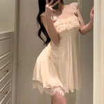 Spring Nightdress WomenLace Sweet Nightgown Home Dress Pajamas Summer Girl Princess Style Soft Sleepwear Nightwear Outwear