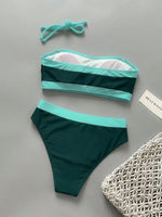 Sexy White Black Patchwork Bikini Set 2026 Women Bandeau Push Up Bra High Waist Swimsuit Beach Bathing Suit Holiday Swimwear