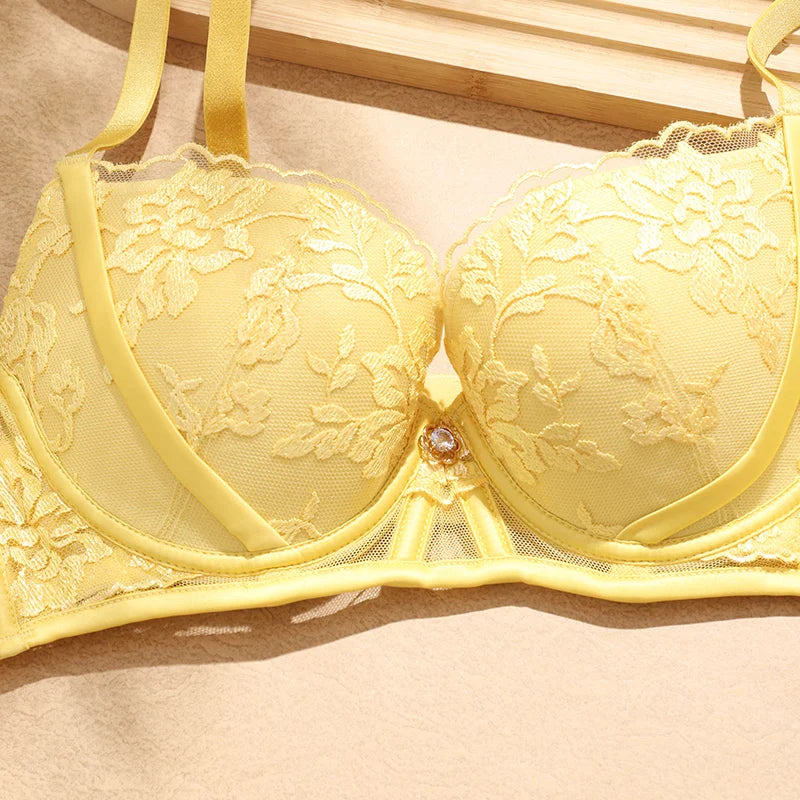 BH Medium thick template3/4 bra Fashion Lace Push Up Bra Underwear Women Lingerie Intimates 2024 Autumn/Winter FW6052