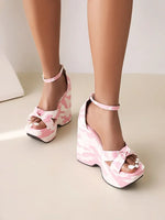 Summer New Pattern Fashion Fish Beak High-heeled Women's Sandals Buckle Hollowed Out Ventilation Rome Women Sandals High 14cm