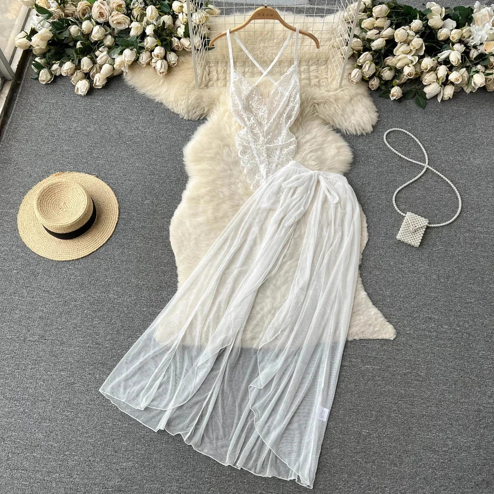 Women's Sexy Bow Lace-Up Sensual Dress Set Fashion Uniform - Trendy Comfortable Dress Ensemble for Adults New