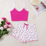 A Set Summer Pajamas For Women Mini Tank Tops And Shorts Best-Selling Loungewear Lace-trimmed Corset & Floral Short Pajama Sets