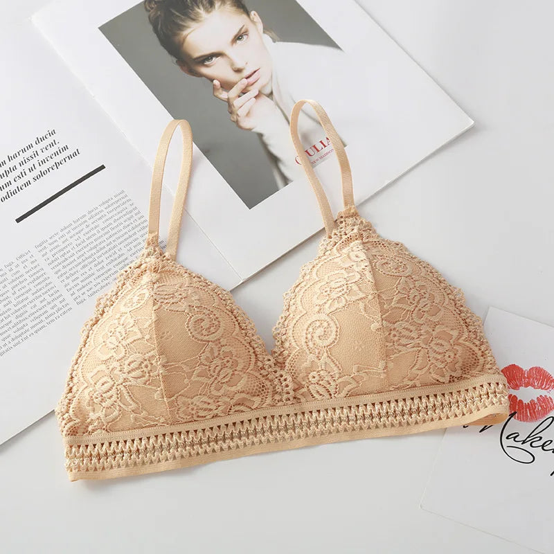 Lace Bralette Women Sexy Lingerie Non-wire Bra Triangle Cup Female Padded Underwear Push Up Bras