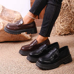 British Style Platform Loafers Women 2026 Autumn Slip On Thick Bottom Pu Leather Pumps Woman Plus Size 43 Office Student Shoes