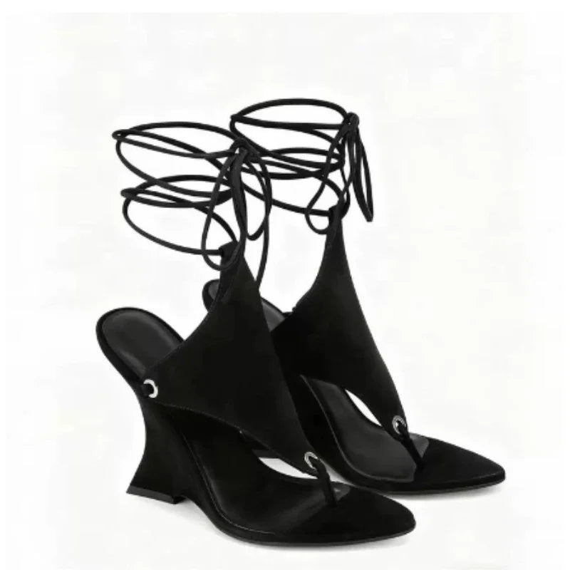 Lace-up Sandals Women's Summer Round Toe ClipSexy Fashion High Heels