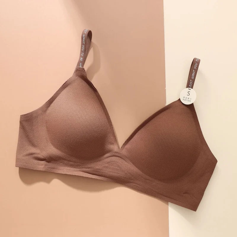 Push Up Bras For Women Non-wire Brassiere Soft Comfy Letter Straps Top Sexy Lingerie U-shaped Back Seamless Underwear Intimates