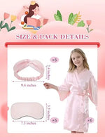 6 Pack Girl Birthday Squad Spa Party Robes with Eye Masks Headband for Slumber Wedding Bridal Flower girl