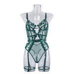 Toucheart Lace Sexy Skinny Babydoll Bodysuit Embroidery Erotic Private Adult Suit Solid Color Patchwork High Waisted Sexy Set