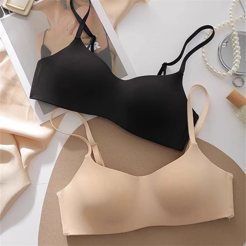 Seamless Bras For Women Small Chest Tube Top 1/2 Cup Non-Wire Bra Women Sexy Lingerie Female Underwear Glossy Intimates