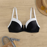 Sexy Black White Patchwork Bikini 2024 Women Halter V Underwire Push Up Micro Swimsuit Beach Bathing Suit High Waist Swimwear