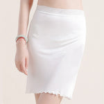 Summer Silk Underskirt Half Slips Dress for Women Mid Waist Elastic anti-penetration Underskirt Seamless Anti-slip Lining Skirt
