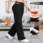 Warm Elegant High Waist Straight Leg Pants Soft Comfortable Fleece Lined Wide Leg Trousers Suitable For Casual And Formal Wear