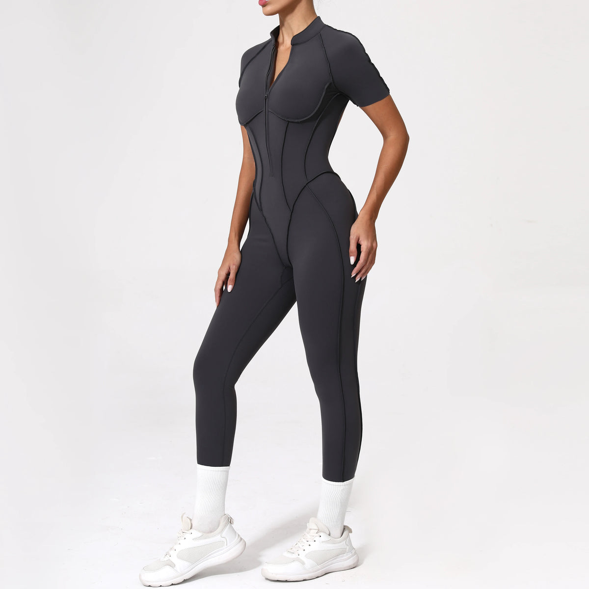 With Zipper Hollow Back Yoga Jumpsuit Sportswear Women Gym Clothes Running Fitness Yoga Backless Bodysuit