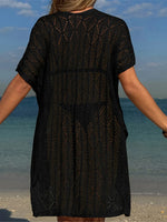 Sexy Short Sleeve Hollow Out Crochet Knitted Tunic Beach Cover Up Cover-ups Beach Dress Beach Wear Beachwear Female Women K6686