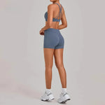 Women's Nude Yoga Sets Sports Cross Beauty Back Bra Hip-lifting Slim Fit Shorts Suits Running Fitness Workout Gym Sets