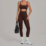 Women's Seamless Yoga Jumpsuits Sports Gym Fitness Backless Sleeveless Hip-lifting Pants One-piece Training Workout Bodysuits