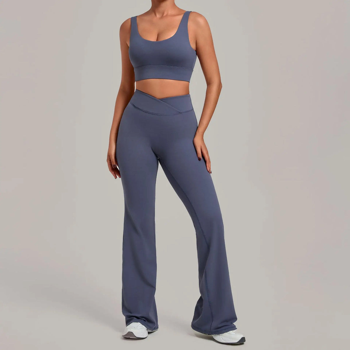 Women's Seamless Yoga Sets Sports Fitness Hip-lifting High Waist Flared Pants Backless Bra Suits Training WorkoutLeggings Sets