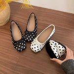 New Butterfly-knot Women Dot Ballet Flats Comfort Square Toe Slip on Shoes Ladies Eelgant Soft Sole Dress Mary Jane Shoes