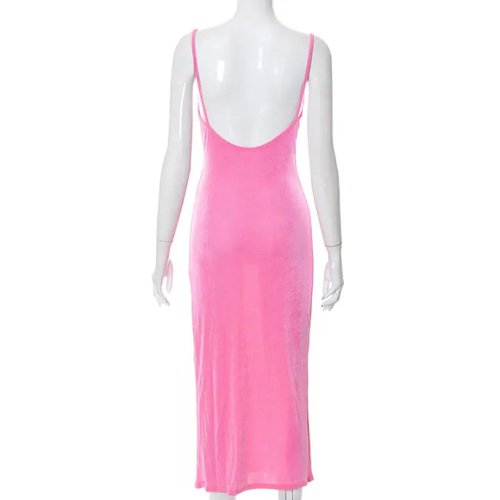 Elegant Sexy Evening Party Dress for Women 2022 New Midi Long Bodycon Slip Dresses Summer Thigh Split Vestidos De Fiesta