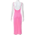 Elegant Sexy Evening Party Dress for Women 2022 New Midi Long Bodycon Slip Dresses Summer Thigh Split Vestidos De Fiesta
