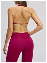 Summer Sports Bra Women Seamless Halter Top Fitness Bra High Support Push-up Open Back Gym wear Running Yoga Workout Underwear