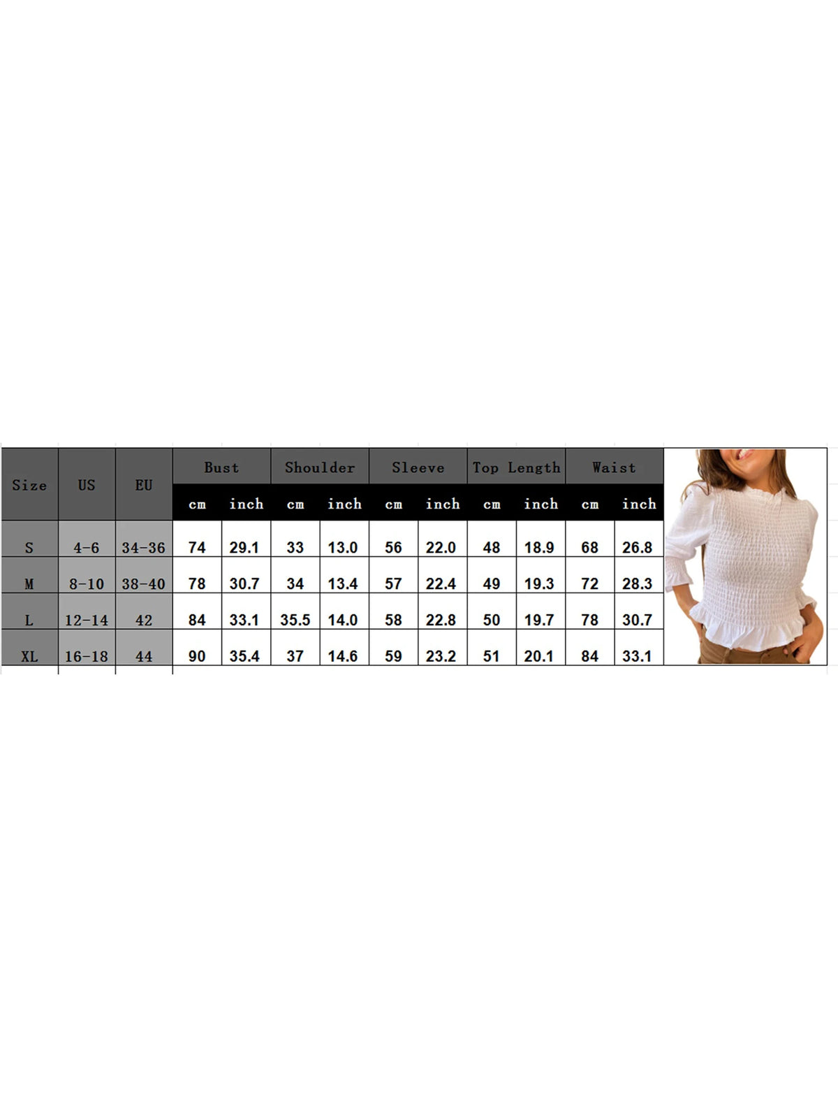 Women Fashionable Casual Round Neck Smocked Bubble 3/4 Sleeve Tops Summer Fall Plaid Print Ruffled T-shirts
