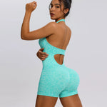 Trendy Sexy Leopard Women Jumpsuits Sport Yoga Clothes Rompers Sportswear Woman Gym Combi-pants Fitness Overalls Shorts Bodysuit