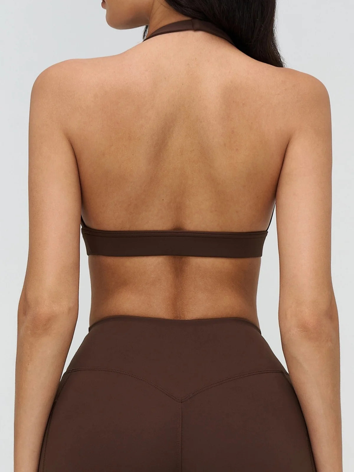 Naked Sports Bras Women Solid Coffee Cross V-neck Shock-absorbing Yoga Suit Gym Fitness Running Workout Crop Top