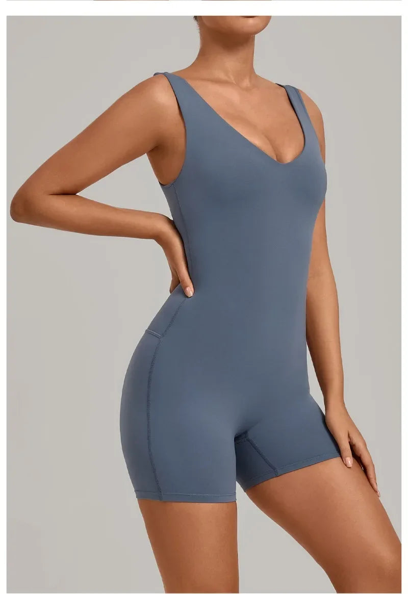 Women's Seamless Yoga Jumpsuits Fitness Sports Gym Beauty Backless Slim Fit Sling One-piece Running Workout Training Bodysuits