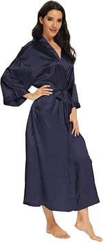 Bathrobe Women Extra Long Sleepwear Robes Silky Robe Charming Night Robe Lengthened Casual Sleepwear Robes Homewear Kimono Robe
