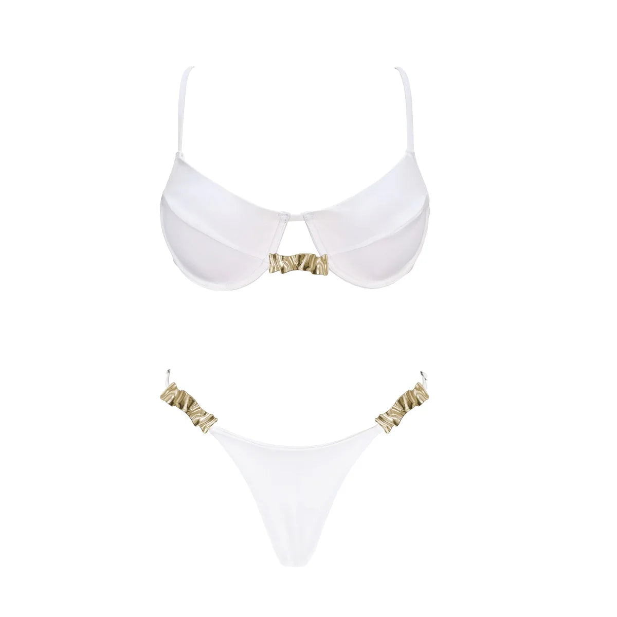 3Pc Push Up Bikini With Cover Up Women Sexy Swimsuit Female Swimwear Bandeau Biquini Shiny Button Bathingsuit Bodysuit Beachwear